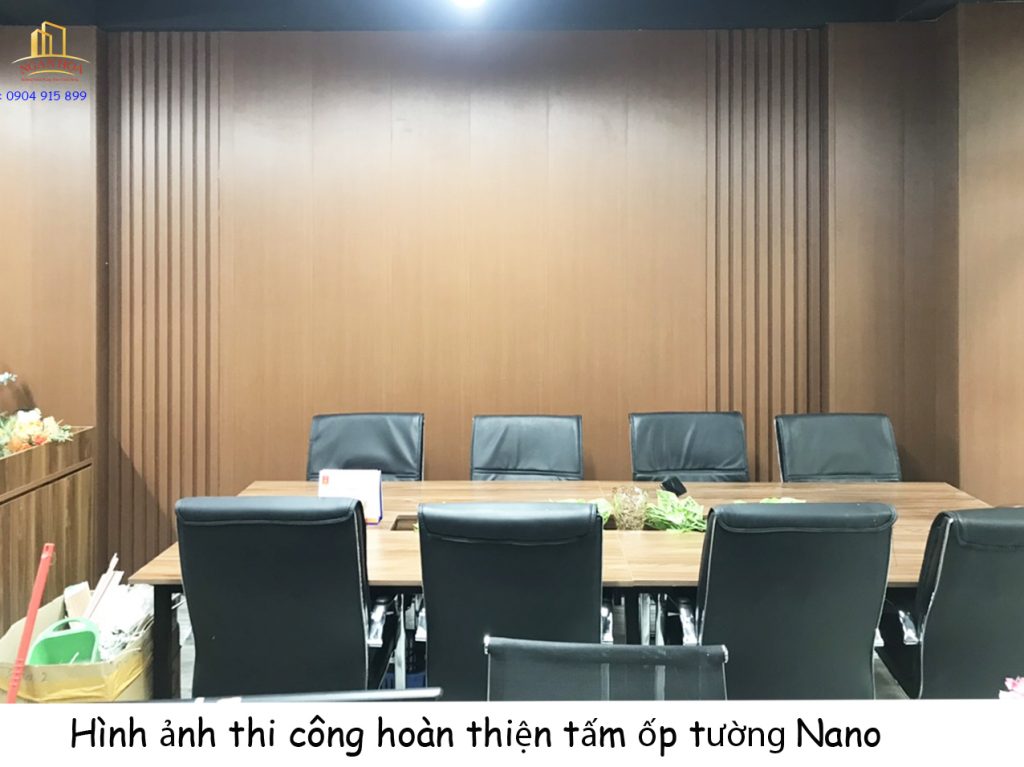 Hình ảnh thi công hoàn thiện tấm ốp tường Nano