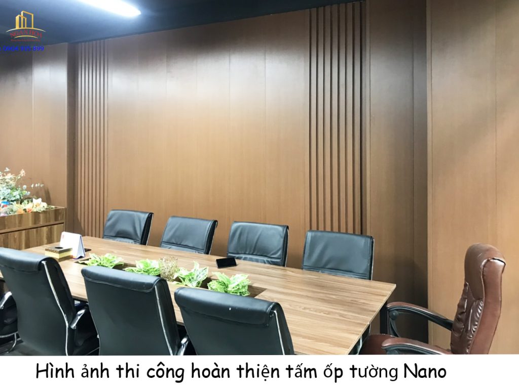 Hình ảnh thi công hoàn thiện tấm ốp tường Nano