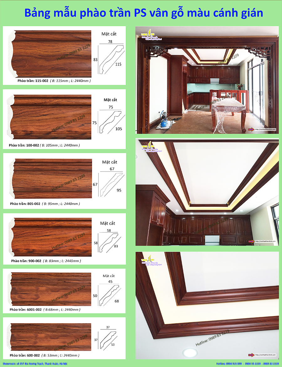 Phào trần vân gỗ màu cánh gián