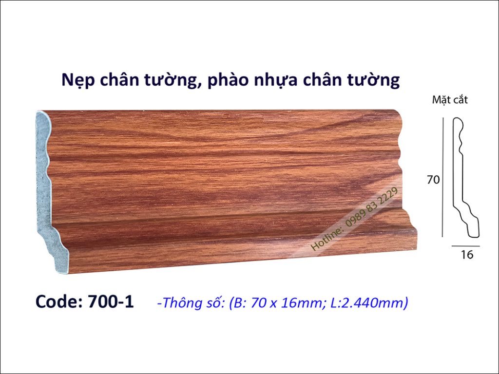 Nẹp chân tường, phào nhựa chân tường 700-1