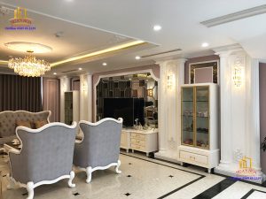 Phào chỉ PS mã NH 180 kết hợp trang trí phòng khách (1)