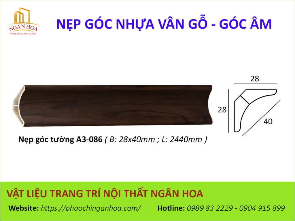 Nẹp góc nhựa vân gỗ A3-086