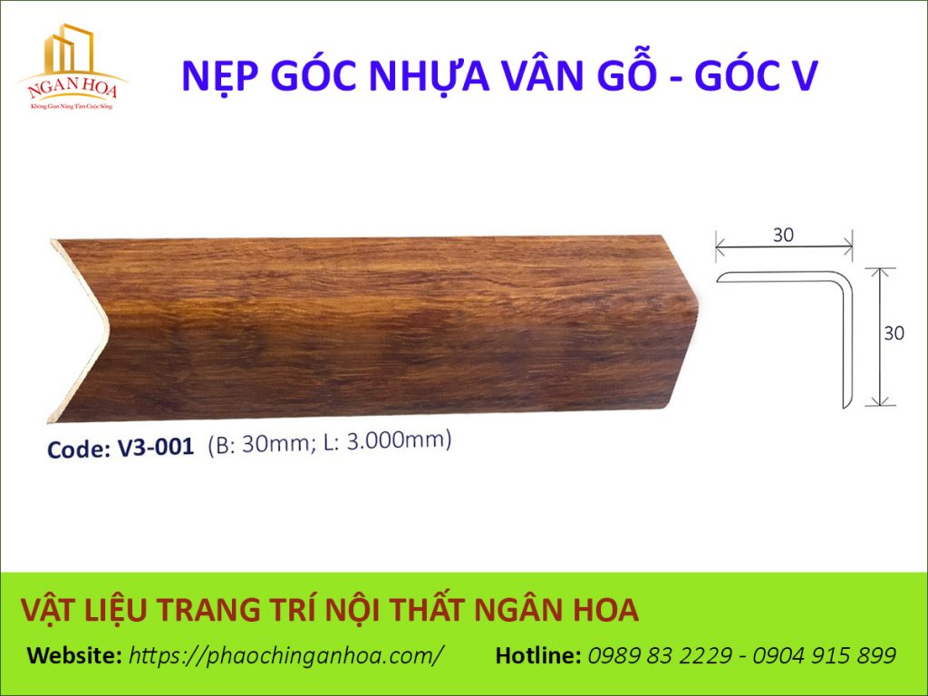 Nẹp góc nhựa vân gỗ V3-001