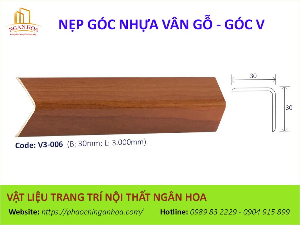 Nẹp góc nhựa vân gỗ V3-006