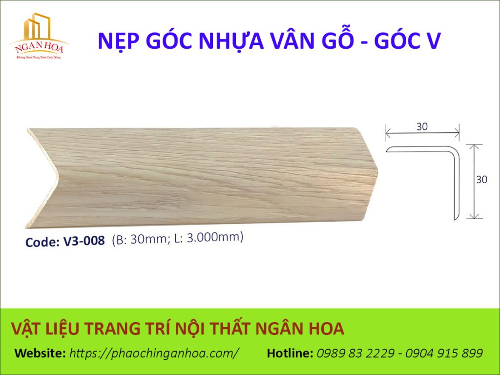 Nẹp góc nhựa vân gỗ V3-008
