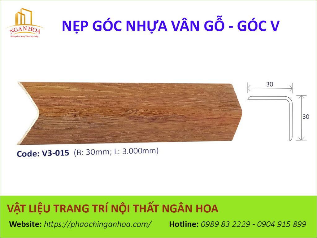 Nẹp góc nhựa vân gỗ V3-015