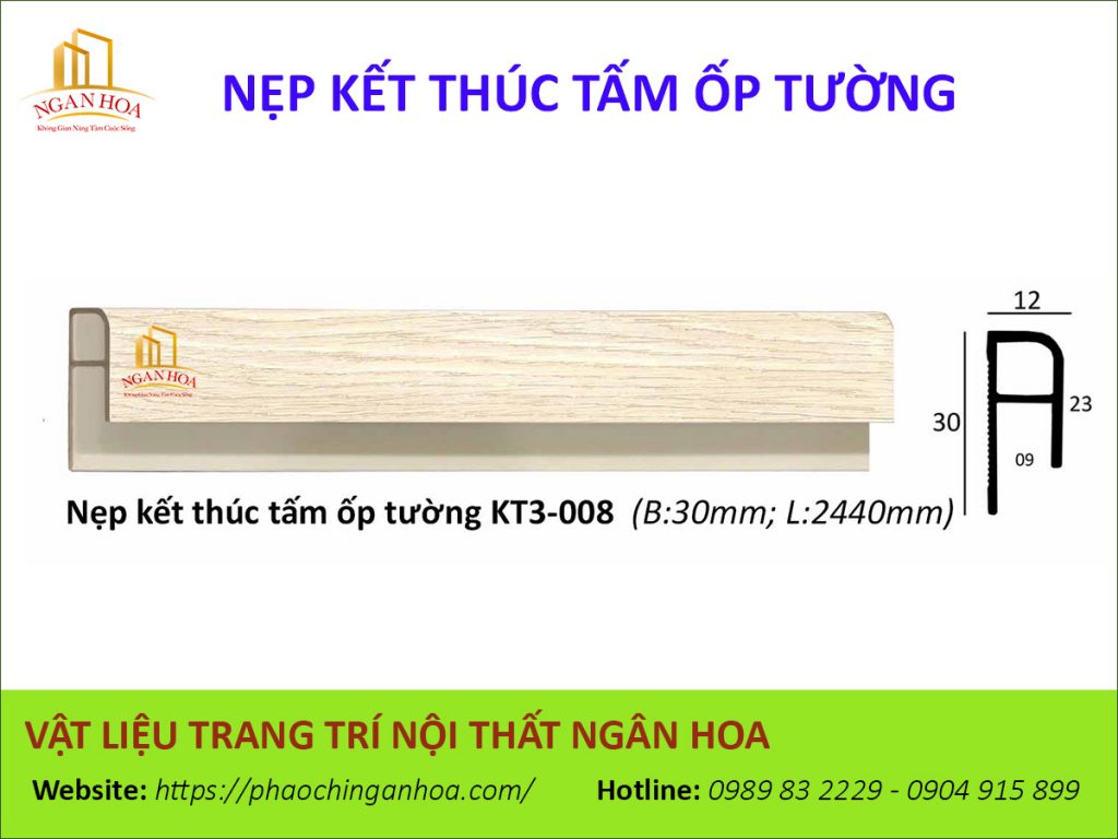 Nẹp kết thúc tấm ốp tường KT3-008.