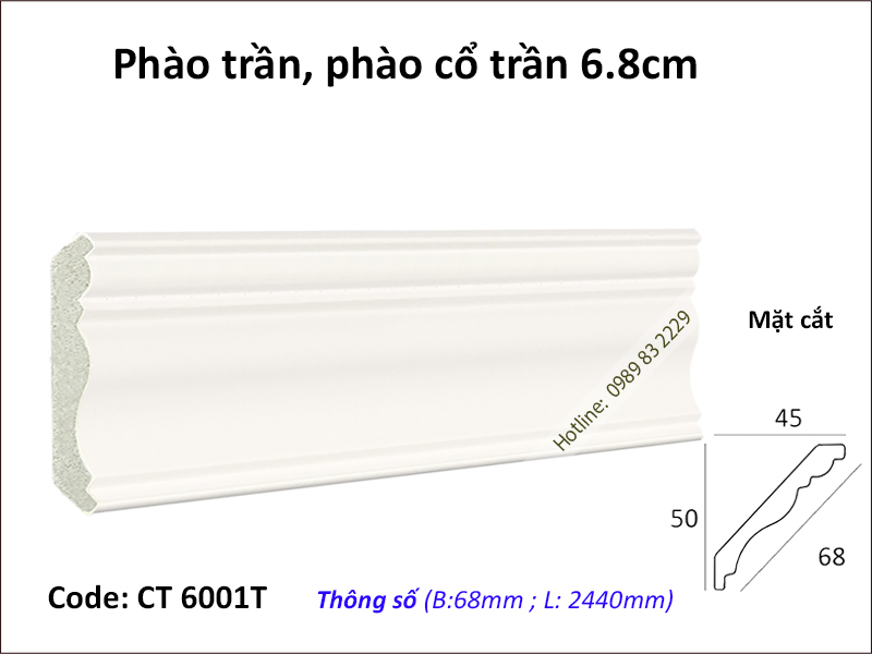 Phào cổ trần màu trắng CT6001T