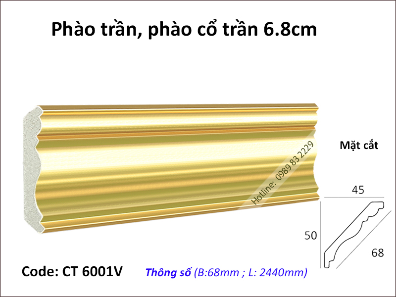 Phào cổ trần màu vàng PCT6001V