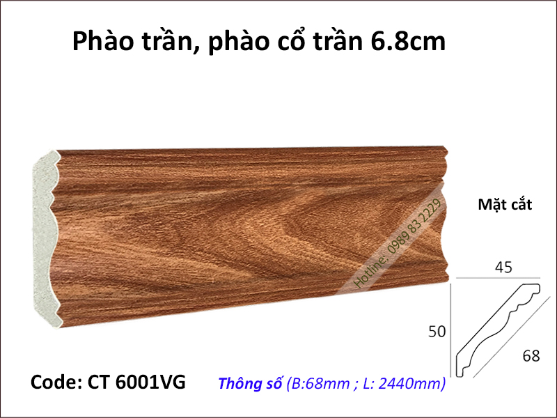 Phào cổ trần vân gỗ CT6001-002