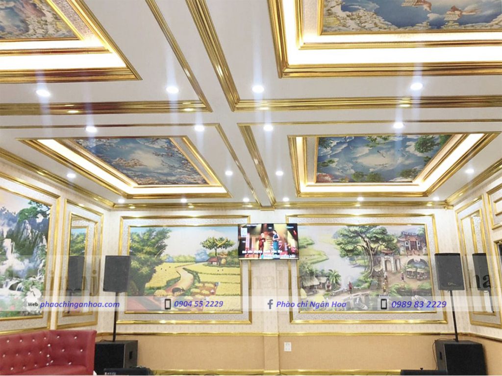 Phào cổ trần vàng ánh kim thi công thực tế