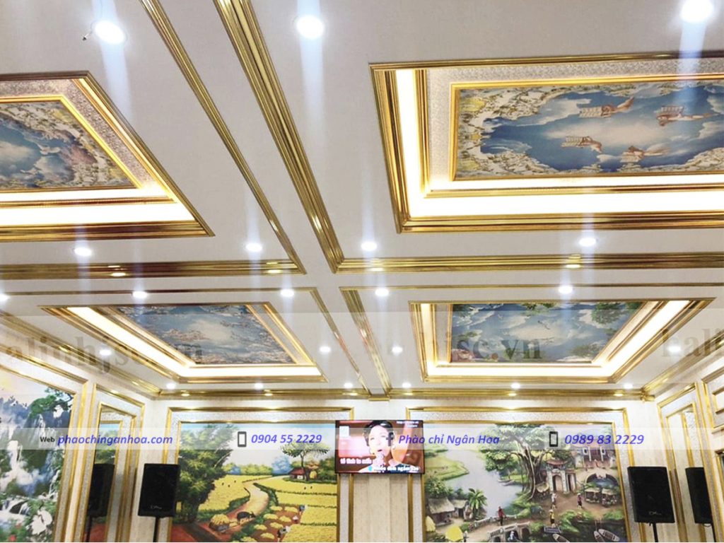 Bộ phào trần vàng trơn ứng dụng trang trí không gian nội thất